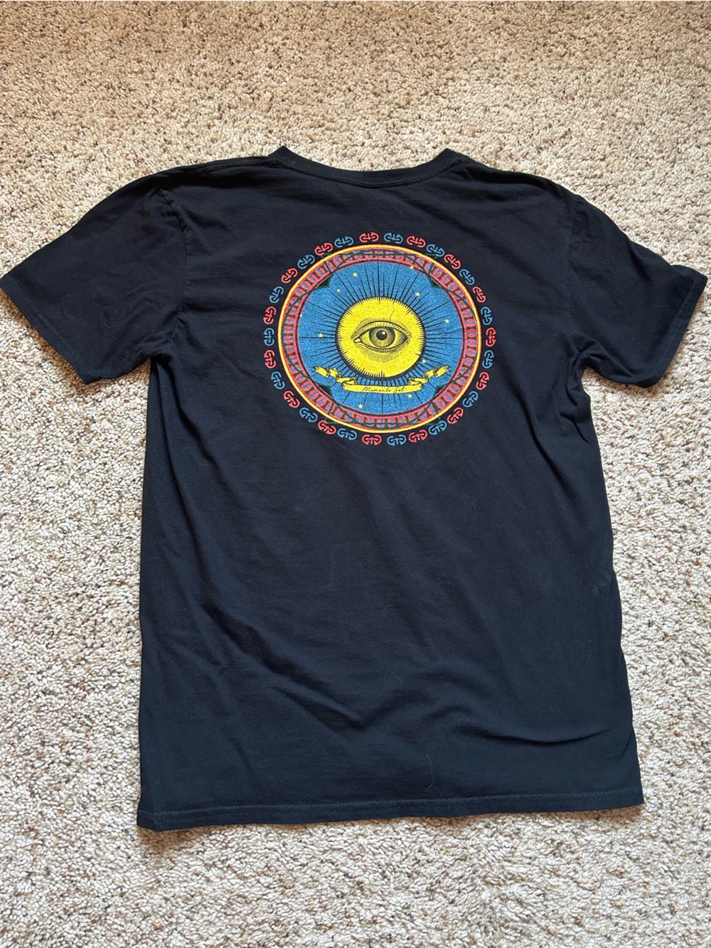Urban Outfitters Black Mini Skirt with Yellow & Blue Medallion